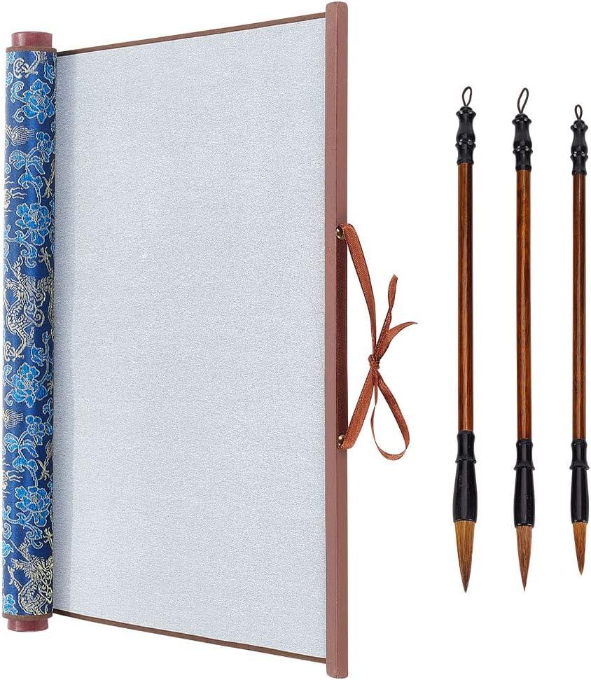 PH PandaHall 4pcs No Ink Chinese Calligraphy Set Reusable Water Writing Magic Cloth Scrolls Chinese Traditional Calligraphy Writing Brushes Pens for Beginners Professional Practice Chinese New Year