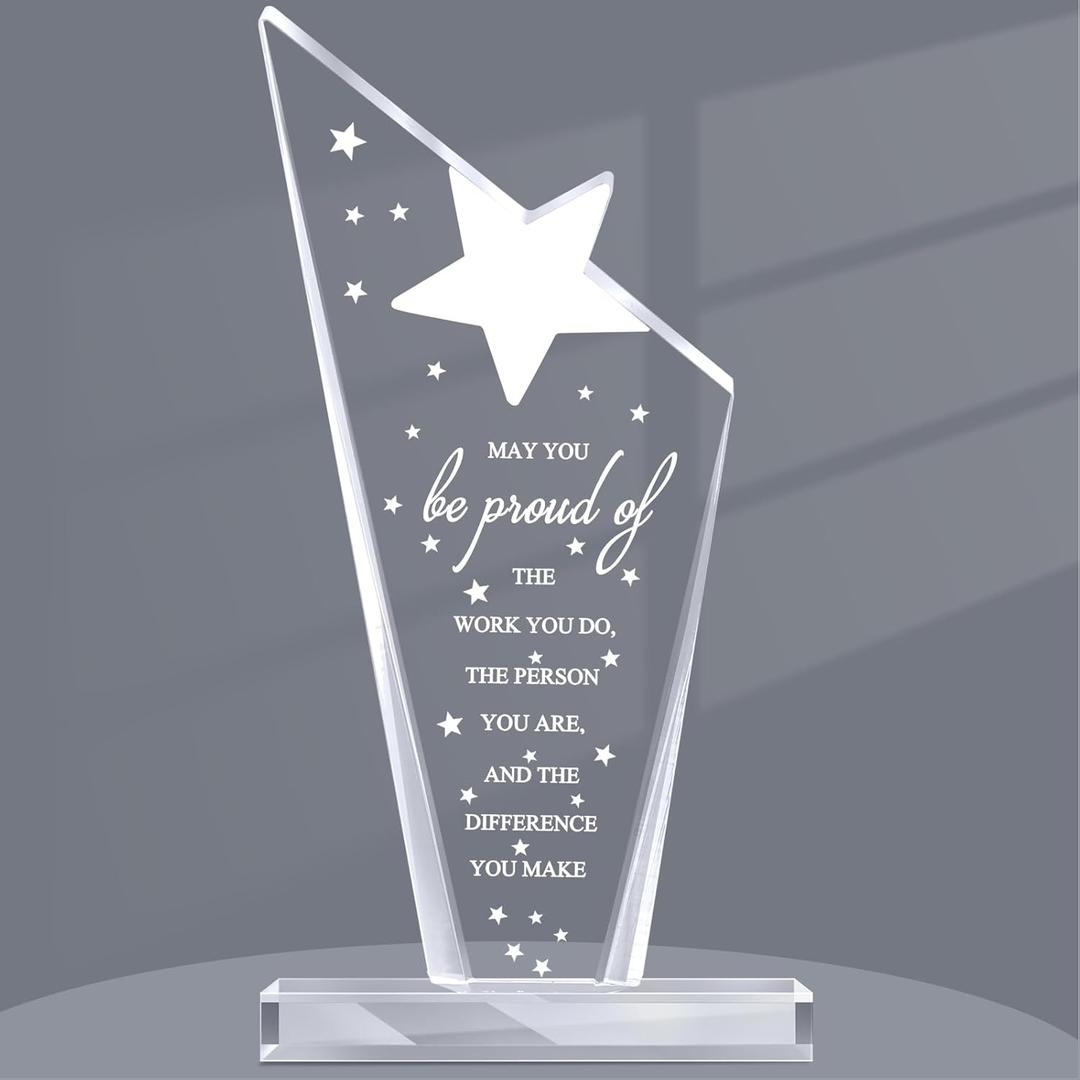 Maitys 1 Pcs Graduation Thank You Gift Employee Inspirational Acrylic Sign Prizes Employee of The Month Favor Nurse Week Appreciation Gifts Keepsake for Nurse Teacher Assistant Women Team (Star)