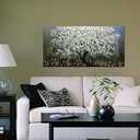 Boiee Art,24x48Inch Textured Hand Painted Canvas Paintings Silver Leaf Abstract Tree 3D Oil Paintings Landscape Artwork Modern Home Decor Wall Art Wood Inside Framed Hanging Wall Dcor