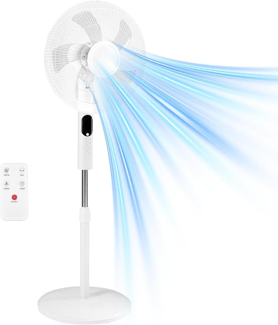 NEWBULIG 17" Pedestal Fans with Remote, Oscillating Standing Fan with 3 Speed & 3 Model, Quiet Timer Stand Up Fan for Indoor, Bedroom, Living Room, Adjustable Height & Tilt Head, Easy Assembly