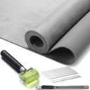 Pangda Suede Headliner Fabric 98 x 60'' with 1/9" Foam Backing Car Roof Headliner Fabric Suede Material Rubber Seam Roller Utility Knife for DIY Automotive Rv Boat Ceiling Interior Repair(Gray)