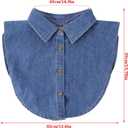 Denim Detachable Collar Shirt, Faux Dickey Half Blouse False Collar Top, Versatile Accessories Dickey Collars Blouse Top for Women Girls Sweater Layering