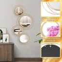 4 Set Circle Mirrors for Wall Decor for Living Room Bedroom Bathroom Entryway Metal Round Mirror Decorative Hanging Mirrors Sun Bohemian Geometric Accent Sculpture -Gold 11 in/9.2 in