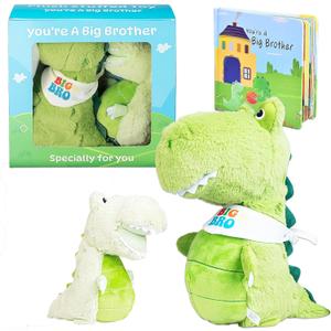 Big Brother Gift for Boy for Older Siblings of New Baby Includes Plush Dinosaur with Storybook, Ideal Birthday & Special Occasion Gift for Boys (Big Brother/Little Brother)