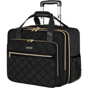 Ytonet Rolling Laptop Bag Women, Rolling Briefcase for Women, 17.3 Inch Laptop Bag with Wheels Rolling Computer Bag Laptop Case for Work Travel College Business Wife Mom Teacher, Black, Large