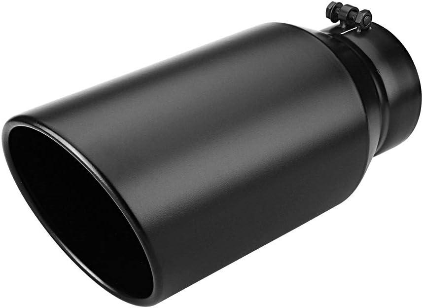 LCGP 5" inlet Diesel Universal Exhaust Tip , 7" outlet 15" Long Truck Tailtip, Black Powder Coated, Stainless Steel, Bolt-On