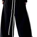 Baggy Sweatpants for Women Men Wide Leg Casual Sweat Pants Elastic Waist Drawstring Pants Hip Hop Clothes Black-XL (XL)