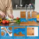magnetic knife holder - Acacia wood Magnetic Knife Block, Magnetic Knife Storage with double-sided magnetic, blue resin river, 12.59 9.84 inches (Without knife)