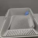 Stainless Steel Litter Box | XL Enclosed Cat Litter Boxes with Lid for Big Cats | High Sided, Anti-Urine Leakage | Non-Stick Bottom & Includes Litter Mat & Metal Scoop