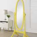 Roundhill Furniture Traditional Queen Anna Style Wood Floor Cheval Mirror, Yellow