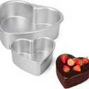 EOKKZAOPP Heart Shaped Cake Pans - 6 Inch & 8 Inch Aluminum Heart Cake Molds - 2PCS Heart Baking Pans for Valentines Baking Birthday Wedding Christmas Party Kitchen