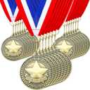 Remuuly Gold Principal Medals for Award Principal Trophy Medal Prize Bulk with Neck Ribbons Gift for Adults Sports Participation Winner