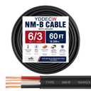 6/3 NM-B Wire with Ground - 60FT 6 Gauge Non-Metallic Sheathed Cable Pure Copper 6 AWG 3 Conductor Residential Indoor Wire for Outlets, Switches and Other Loads etc.