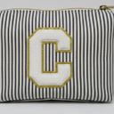 Travel Makeup Bag Christmas Gifts for Women Girl Teens, Personalized Initial Makeup Bag for Cute Teen Girls, Preppy Stuff Toiletry Bag Cosmetic Bag, Teen Girls Gift Trendy Stuff, Letter P (Black & White Stripes)