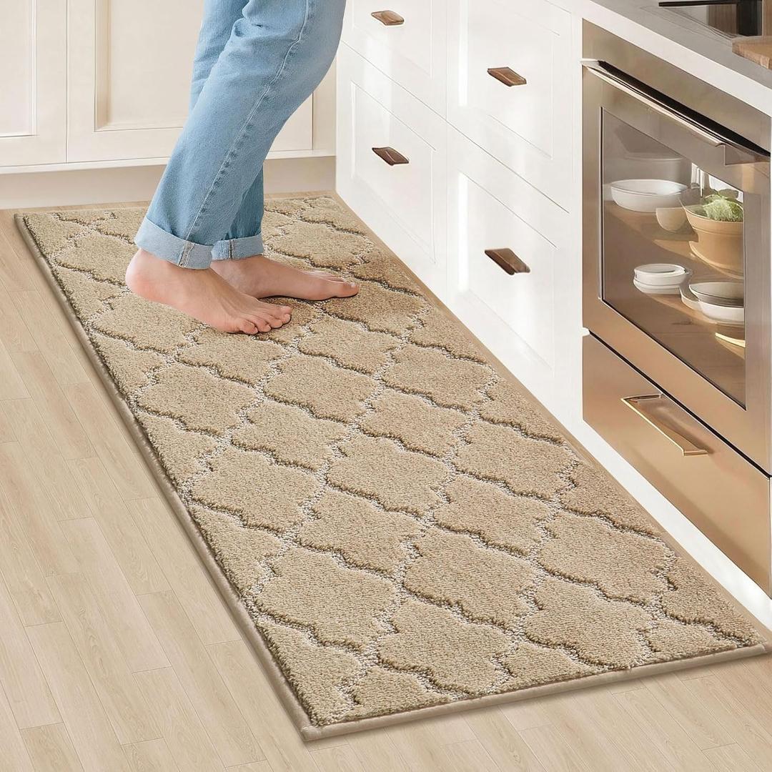 COSY HOMEER Kitchen Rugs Non Slip Washable 20"x48",Warm Beige
