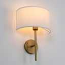 Yosoan Fabric Wall Sconce Indoor Bedside Wall Lamp Fixture, Vintage Industrial Hardwired Boho Semi Circular with White Half Moon Shade for Reading Bedroom Living Room Dinning Room(Antique)