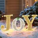Brightown 48in Christmas Joy Outdoor Decoration, 3-Piece Large JOY Yard Sign with 213LED Twinkle Lights, Pre-lit Light Up JOY Decor for Xmas Front Door Indoor Outside Lawn Yard Lighted Holiday Display