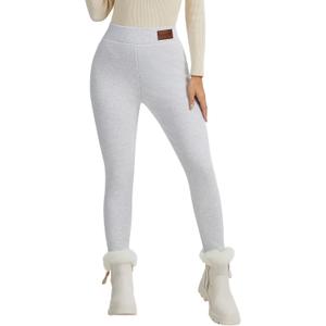Sherpa Fleece Lined Leggings Women Winter Warm Thermal Tights Soft High Waist Thick Pants for Cold Weather (L)