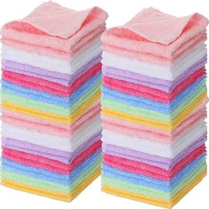 Newwiee 40 Pcs Wash Cloth Bulk Cotton Bath Hand Face Washcloths Soft Quick Drying Towel for Women Bathroom Washing Body Viscose Fiber Multipurpose Fingertip Rags(Multicolor,10 x 10 Inch)