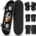 Honoson 7 Pcs Skateboard for Toddlers Beginners Knee Elbow Pads Wrist Guards Gear Set (Astronaut, Age 2-5 Kids 17 x 5'')