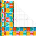 Hallmark Birthday Wrapping Paper Mini Rolls, 3-Pack (Rainbow Block Letters, Stripes, Exclamation Points) for Birthdays, Graduations, Celebrations, Any Occasion - 45 Sq. Ft. Total
