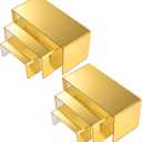 Chuangdi 2 Sets Acrylic Display Risers, Product Stand, Jewelry Display Riser Shelf Showcase Fixtures for Dessert Cupcake Candy Figure Treat Action Showcase (Gold, Large Set)
