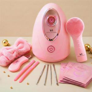 VogueNow Facial Steamer Spa Kit with Complimentary 15 Skin Care Tools | Face Steamer for Facial Deep Cleaning with Humidifier Mode | Self Care Gifts for Women, Spa Gifts, Birthday Gifts for Women (Soft Pink - Noa)