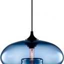 Industrial Pendant Light Shade of Onion Vintage Chandelier E26 Pendant Lighting for Kitchen Island Colorful Glass Cage (Blue)
