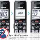 Panasonic Cordless Phone with Advanced Call Block, Link2Cell Bluetooth, One-Ring Scam Alert, and 2-Way Recording, Phone with Answering Machine, 3 Handsets - KX-TGF973B (Black/Silver Trim)