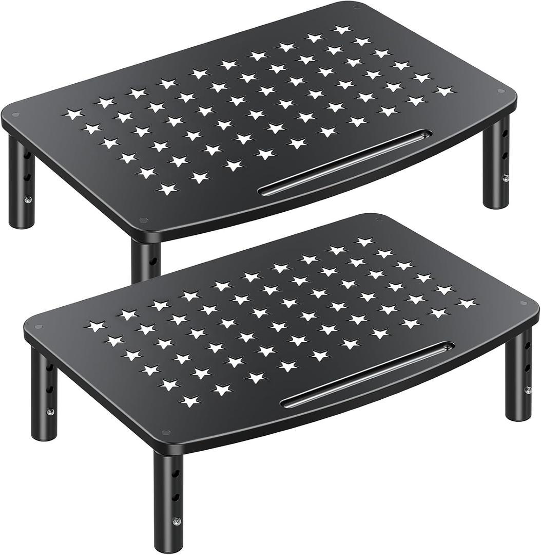 Zimilar 2 Pack Monitor Stands, 3 Height Adjustable Riser for Laptop, Printer, iMac, PC, Premium Metal Stand for 2 Monitors