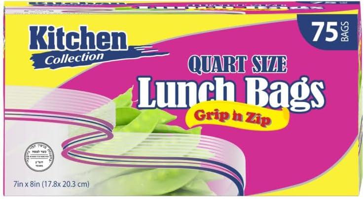 Quart Size Grip N Zip Bags, Case of 1800 (24 packs x 75)