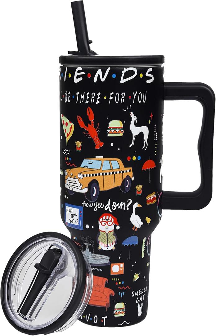 40oz TV Tumbler with Lid and Straw Stainless Steel Coffee Cup Funny TV Show Gifts,Vaccum Insulated Double Wall Coffee Mug for Brithday Anniversary Christmas Gifts