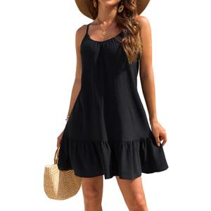Halife Swimsuit Coverup for Women 2025 Vacation Beach Cover Ups Spaghetti Straps Bathing Suit Cover Up Sundress (Small, Black)