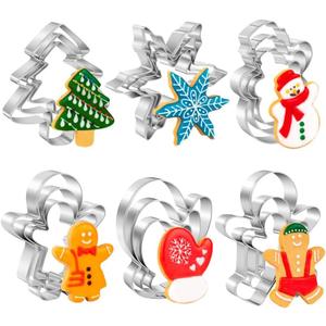 Christmas Cookie Cutter Set,18 Piece Stainless Steel Winter Christmas Cookie Cutters Shapes for Baking - Christmas Tree,Snowflake,Snowman,Gingerbread Man,Gingerbread Girl,Mitten, Silver