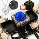 Forever Love Preserved Real Rose with Heart Necklace, Mothers Day Gifts for Mom, Wife, Anniversary Birthday Gifts for Women Projects I Love You in 100 Languages