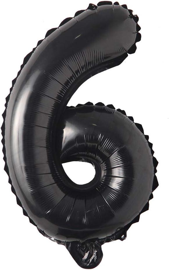 16" inch Single Black Alphabet Letter number Balloons Aluminum Hanging Foil Film Balloon Wedding Birthday party decoration banner Air Mylar Balloons (16 inch Black 6)