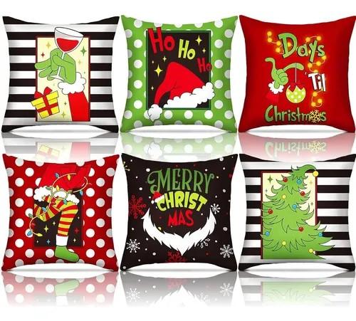 Merry Christmas the Grinches Decorative Throw Pillow Covers - Set of 6, 20" x 23"