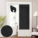 HOMEIDEAS 100% Linen Blackout French Door Curtains, Privacy Door Window Curtains, 26 X 68 Inch Room Darkening Blinds, Thermal Insulated Shades for Bedroom, 1 Panel, Black