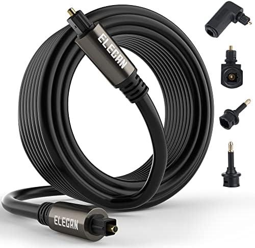 Elecan Optical Audio Cable 100 Ft Digital Audio Toslink Cable Cord-Fiber Optic-Gold Plated-Flexiable&Durable-for Home Theater,Sound Bar,PS4&Xbox-with