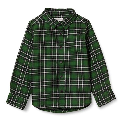 Amazon Essentials Boys' Flannel Button Down Shirt, Green, X-Small