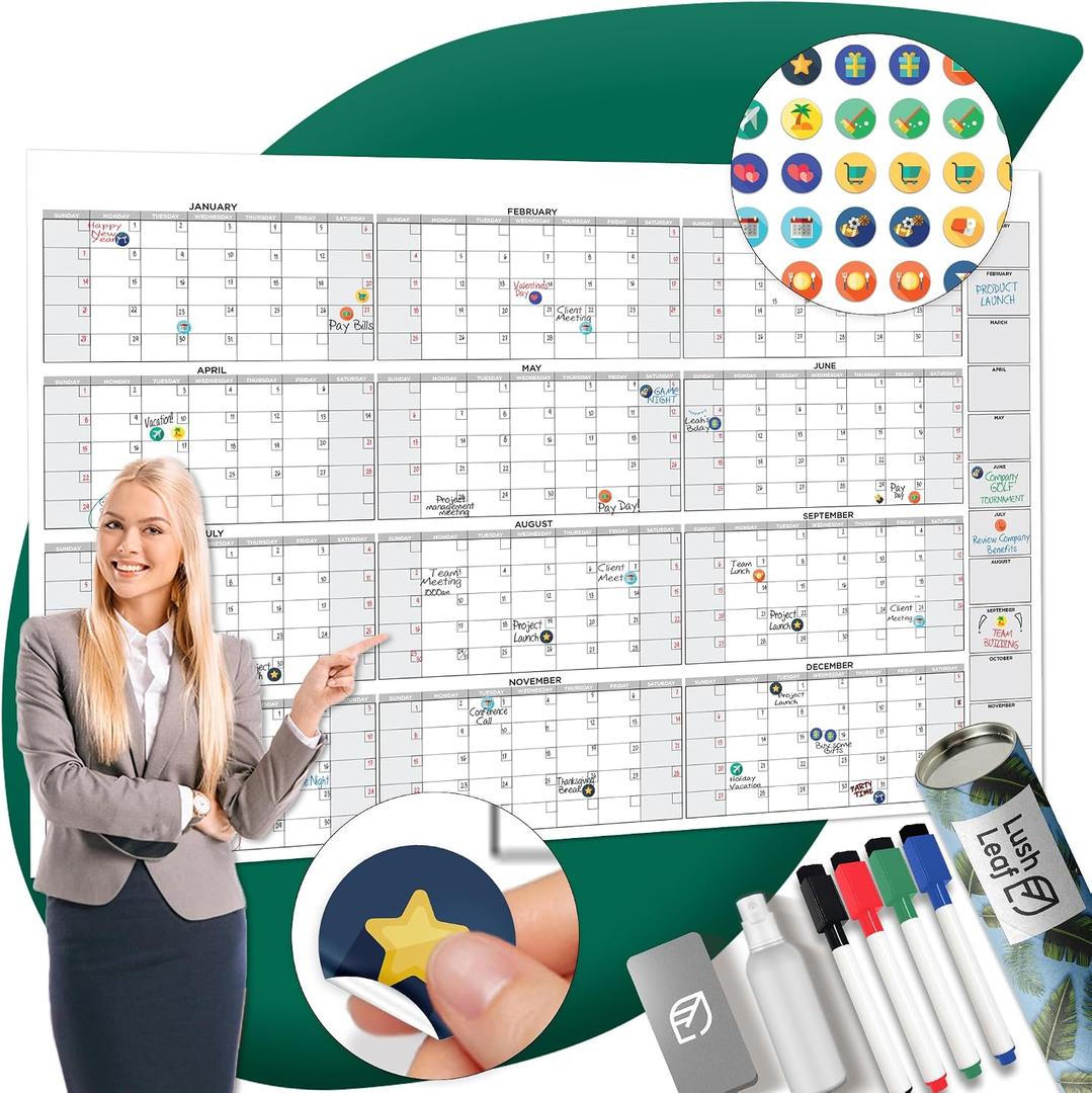 Big Calendar 2026 | 58"x38" | Giant Dry Erase Yearly Planner for Home Office | Full Year Wall Calendar | Large Annual Wall Planner