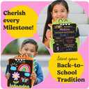 First Day of School Sign (11 x 13) - Double Sided Back to School Board, First Day of Preschool & Kindergarten Sign - Kids Chalkboard for Boys & Girls + 3 Chalk Markers