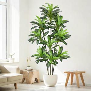 Artificial Dracaena Tree 7FT - Large Faux Plant Indoor Tree with 171 Leaves & 9 Heads, 84" Tall Fake Tropical Plant Potted Artificial Floor Plant Trees for Home Living Room Porch Office Decor
