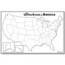 24 x 36 Inch Blank United States Map Dry Erase Poster Laminated US Outline Map Poster with Black Dry Erase Marker and Cleaning Cloth for Classroom Office Home School