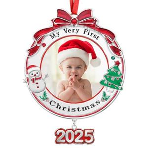 Hedeey Baby's First Christmas Picture Frame Ornament 2025 Girl Boy,My Very First Christmas Photo Frame Ornament for Baby Newborn Christmas Keepsake Gifts