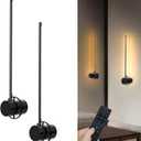Swatia Wireless Wall Sconces Set of Two, 23.6" Rechargeable Art Display Light, 3 Color Temperature Dimmable with 350 Rotation Wireless Lights for Living Room Bedroom Hallway Gallery Art Frame (23.6 inch-Black-2Pack)