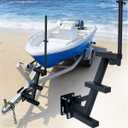 Heavy Duty Adjustable Boat Trailer Steps with Rail System, Multi-Vehicle Compatible Trailer Tongue Access Ladder, Non-Slip Surface - 3-Step Side Mount, Secure Boarding