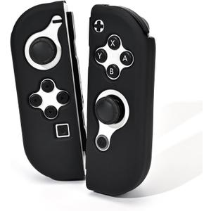 DLseego Protective Case for Switch Joy Con Controllers, 1 Pairs Handheld Soft Silicone TPU Cover Replacement Shell Pure Color Case Suitable for Switch & OLED Model Joy Cons - Black