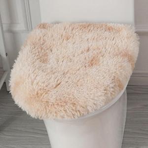 Soft Fluffy Toilet Lid Cover Tie-Dyed Pale Camel 17.7" x 19.7" | Adjustable Non Slip Backing, Washable Absorbent Toilet Seat Cover for Most Bathroom Elongated and Oblong Lid
