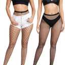 Fishnet Tights for Women Black Sheer Mesh Leggings High Waist Pantyhose Sexy Stretchy Going Out Stockings (M)